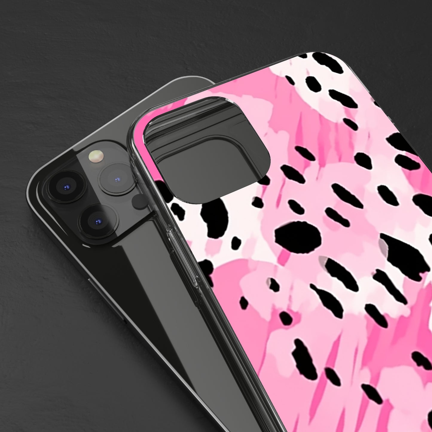 Clear Phone Cases Pink Leopard Spots