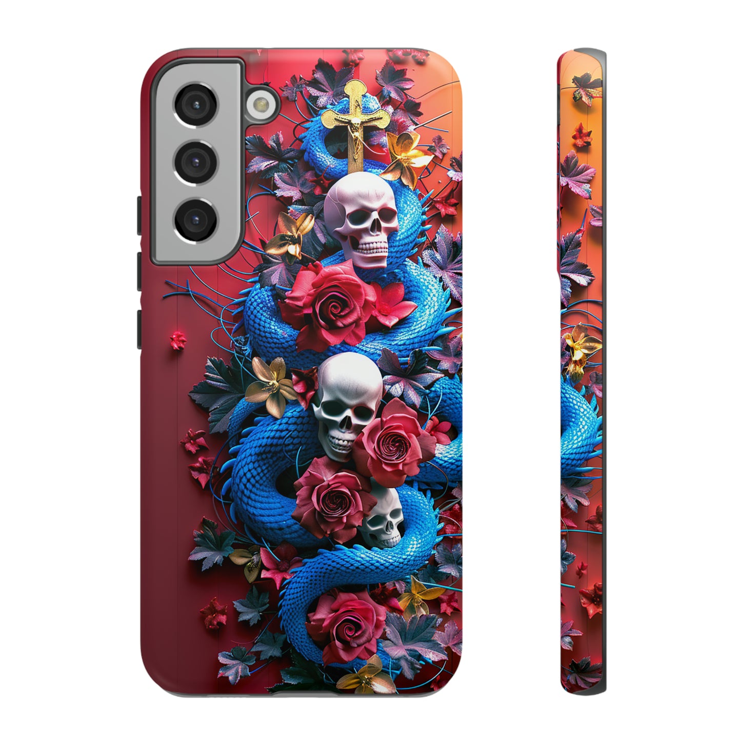 Tough Phone Case Skull and Snake