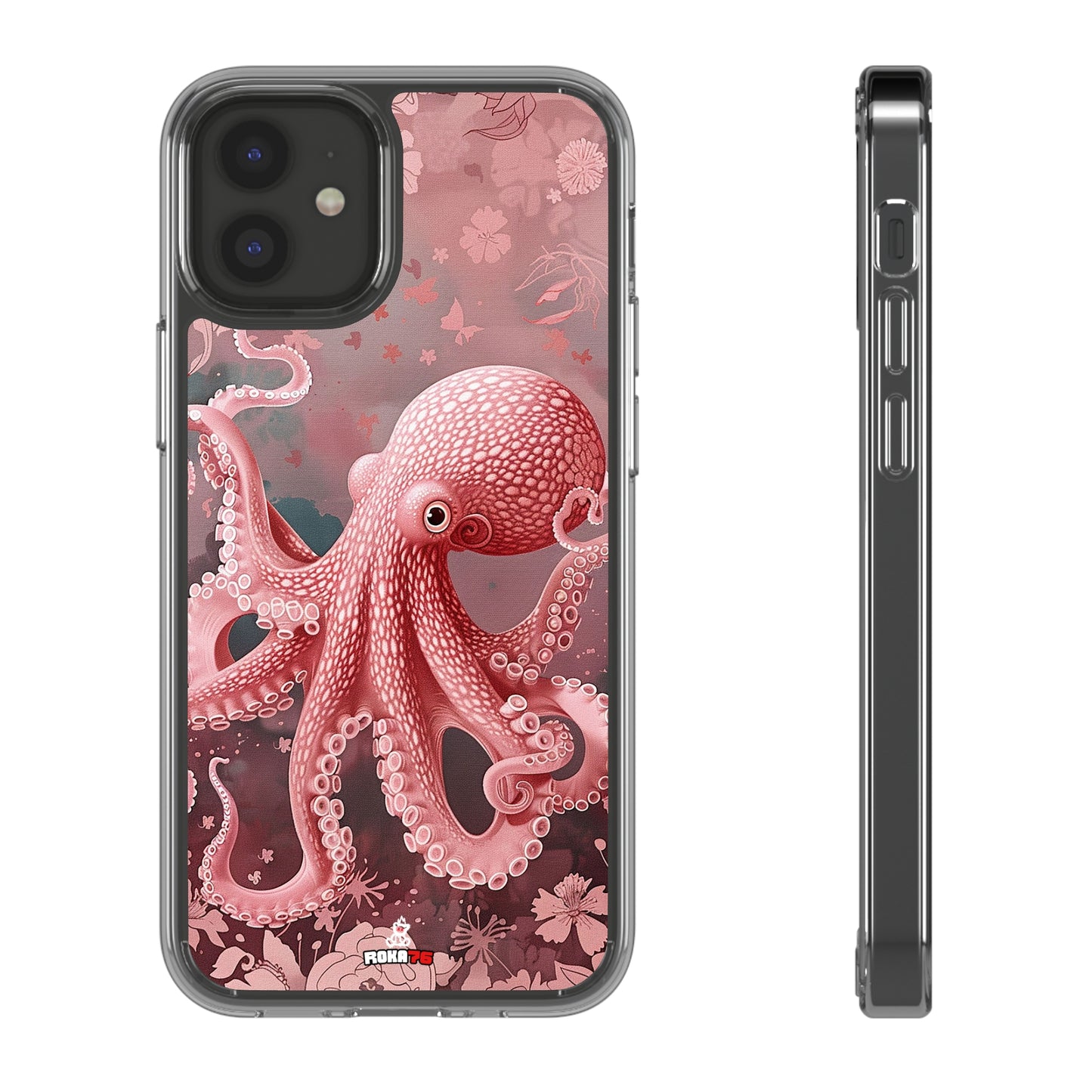 Clear Phone Cases Pink Octopus