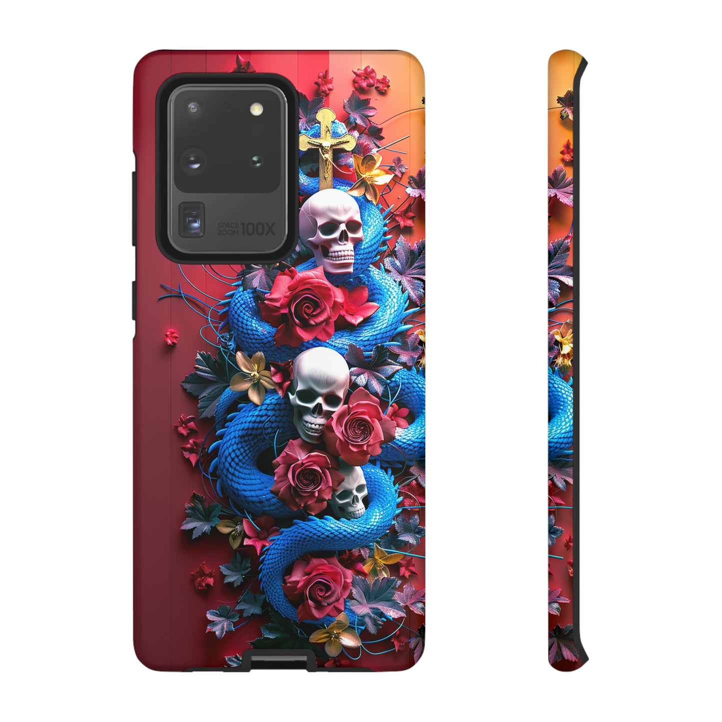 Tough Phone Case Skull and Snake