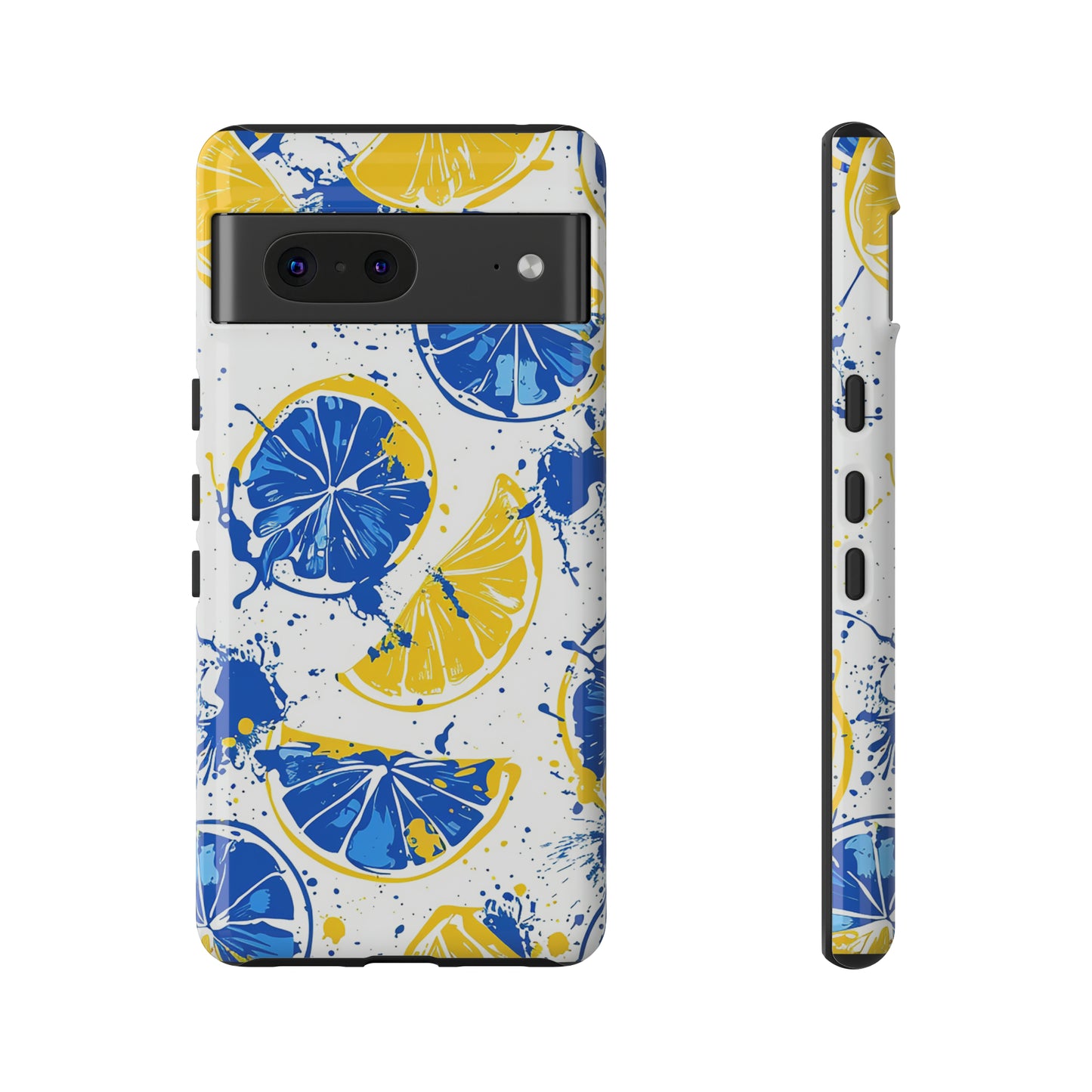 Tough Phone Case Lemon Blue and Yellow