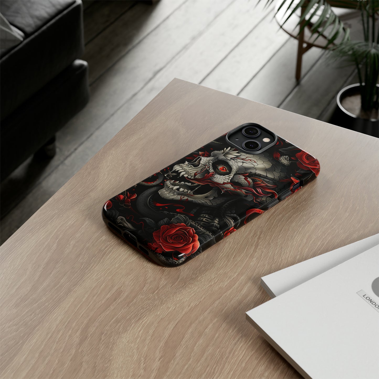 Tough Phone Case Skull and Rose 03