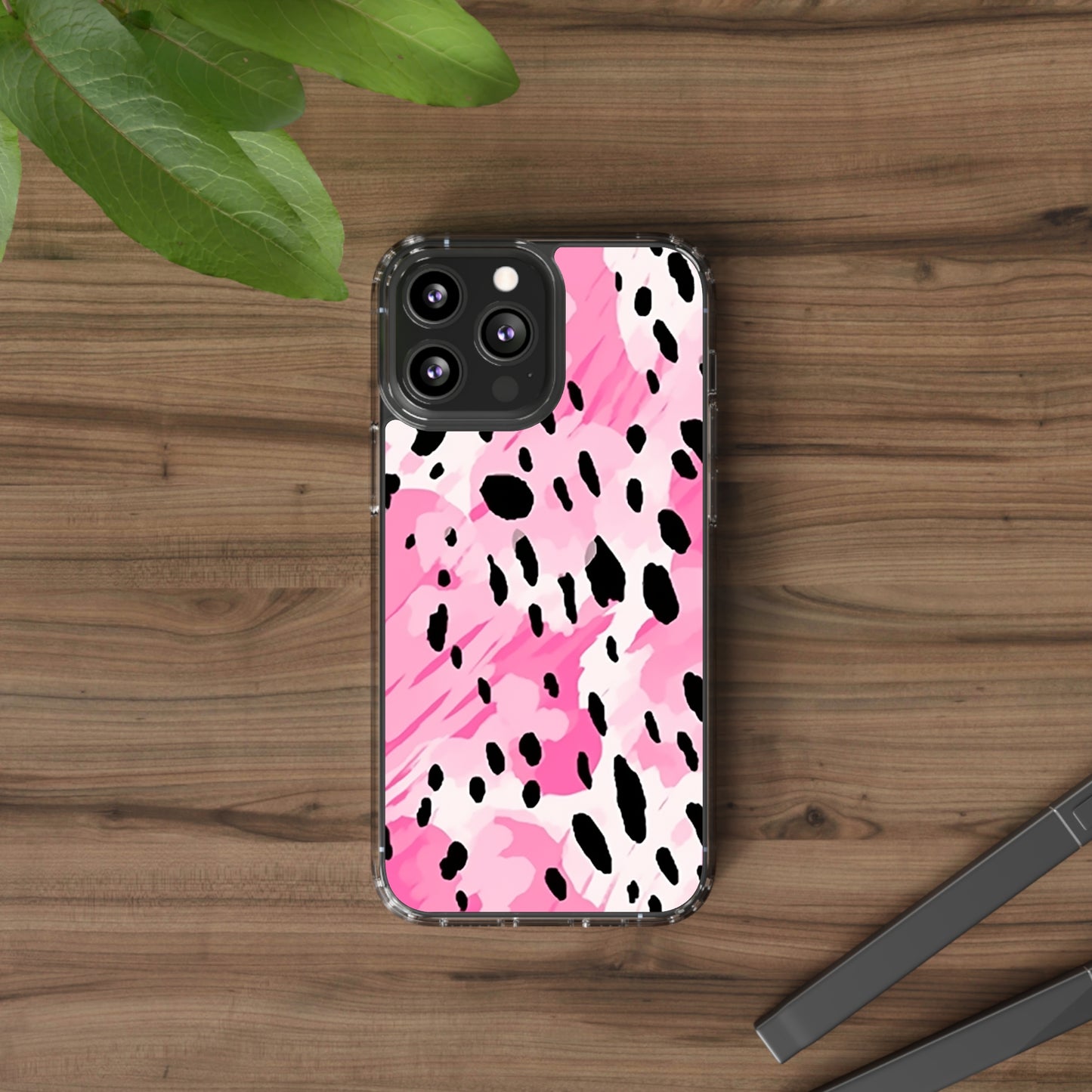 Clear Phone Cases Pink Leopard Spots