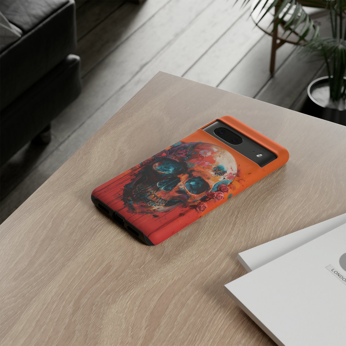 Tough Phone Case Orange Skull