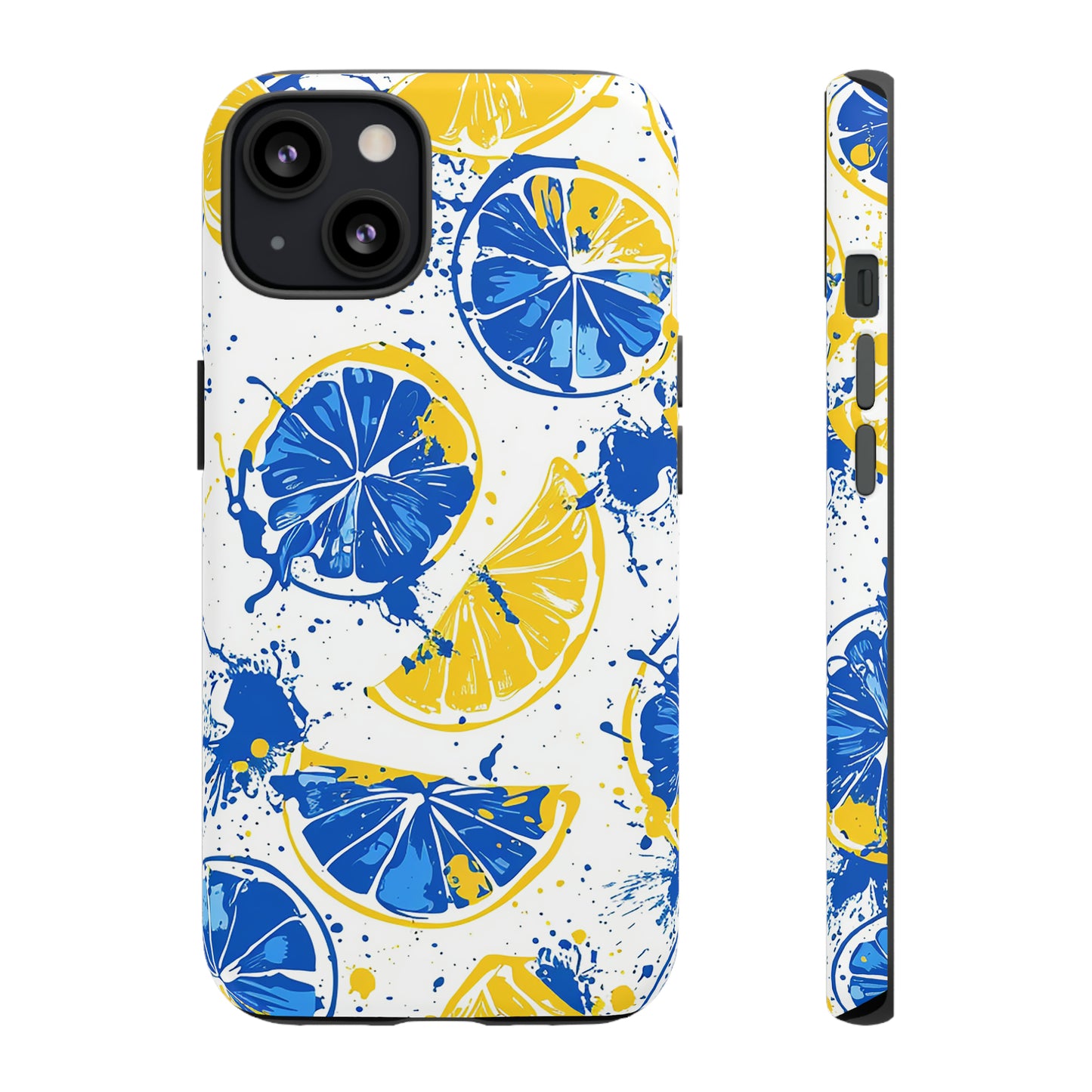 Tough Phone Case Lemon Blue and Yellow