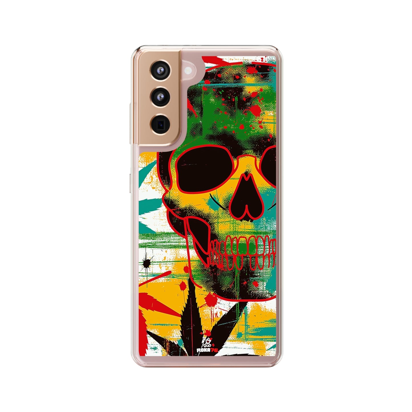 Clear Phone Cases Graphic Skull Cannabis