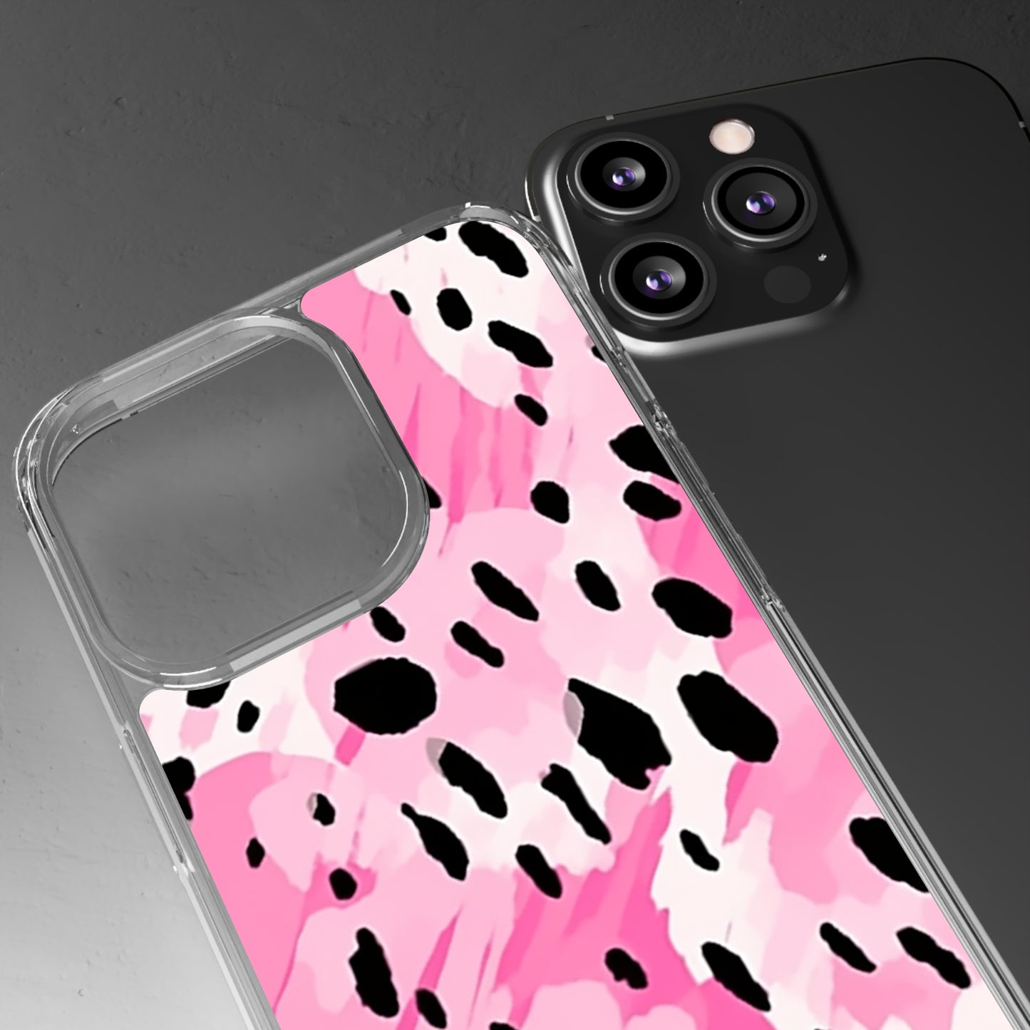 Clear Phone Cases Pink Leopard Spots