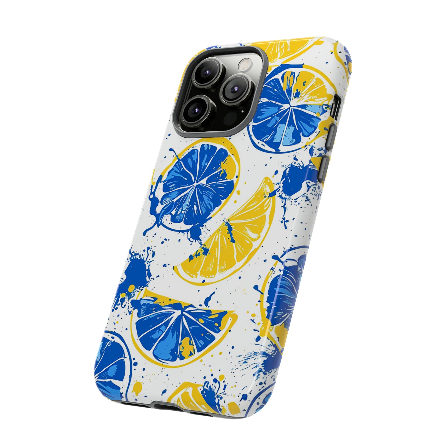 Tough Phone Case Lemon Blue and Yellow