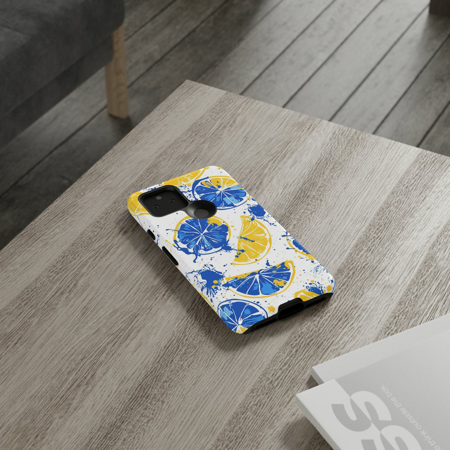 Tough Phone Case Lemon Blue and Yellow