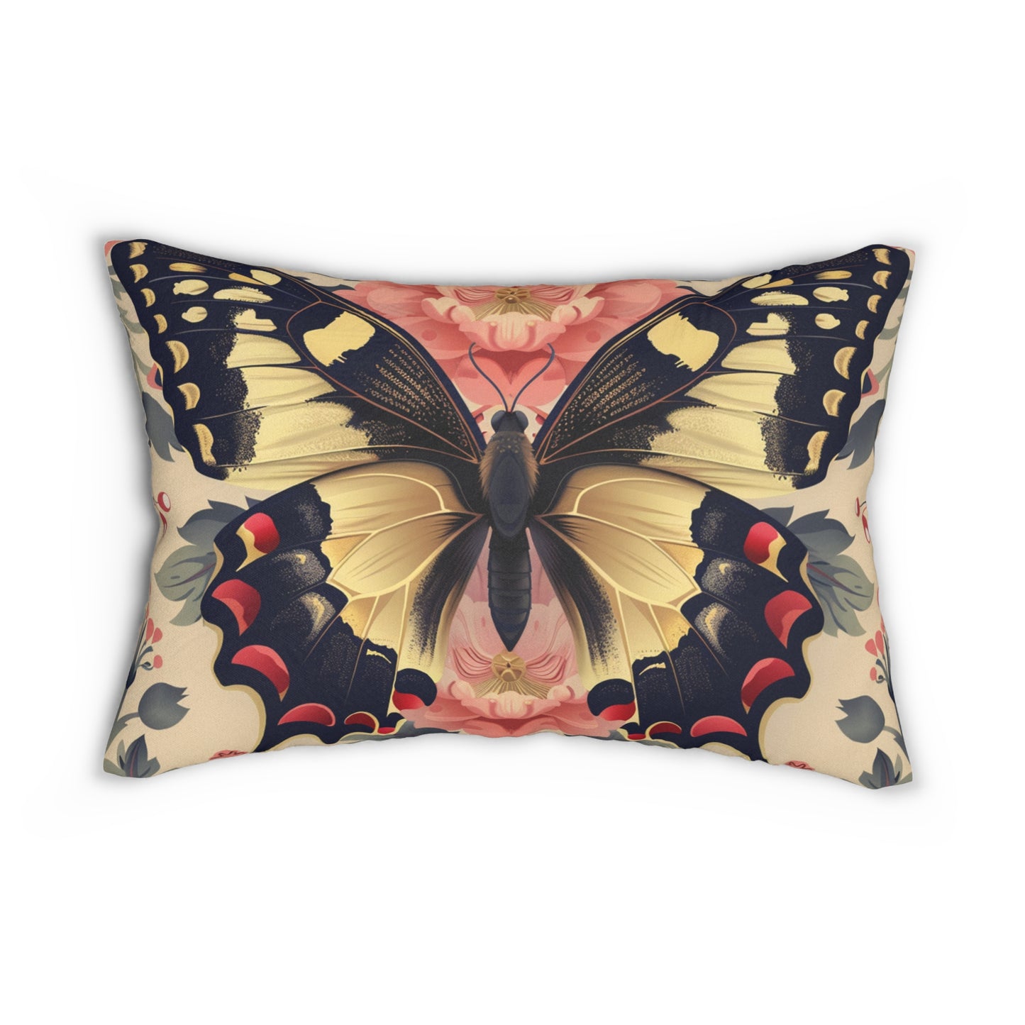 Spun Polyester Lumbar Pillow Butterfly