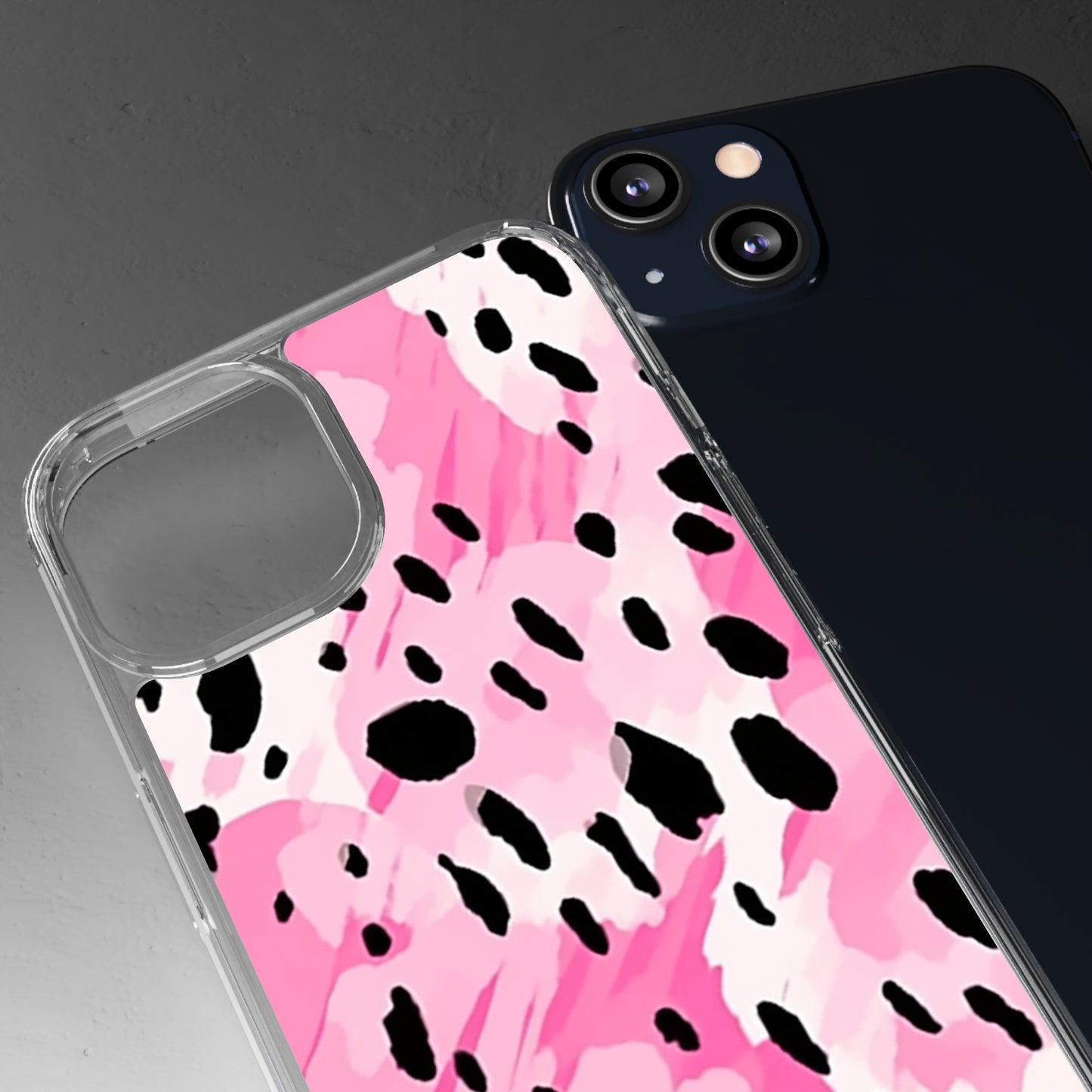 Clear Phone Cases Pink Leopard Spots