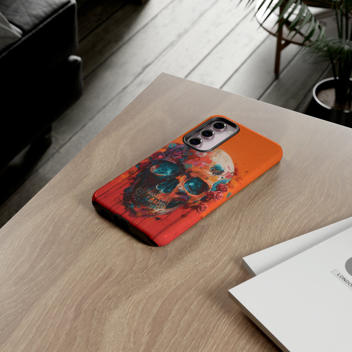 Tough Phone Case Orange Skull