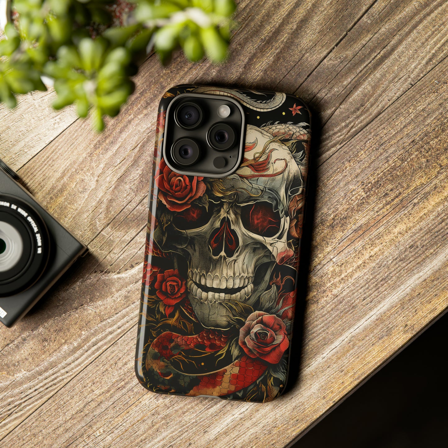 Tough Phone Case Skull and Rose 02