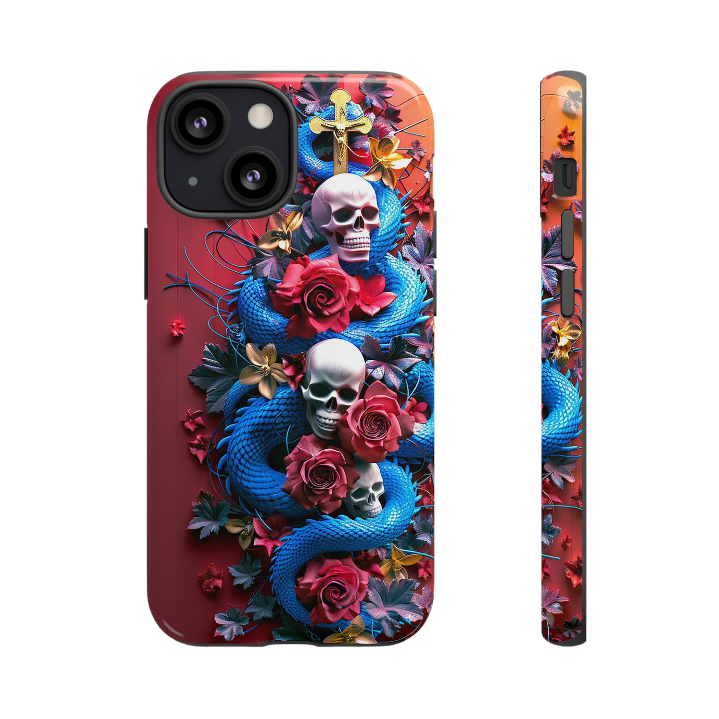 Tough Phone Case Skull and Snake