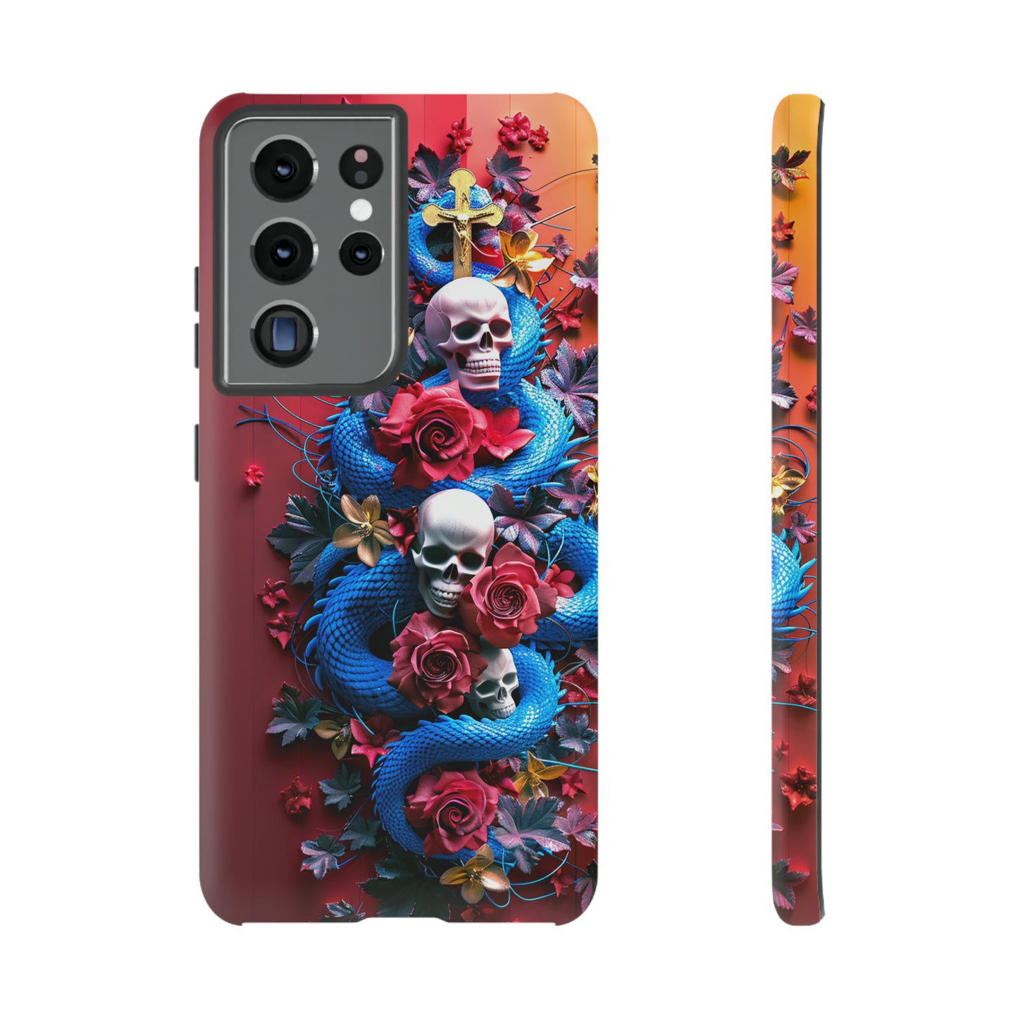 Tough Phone Case Skull and Snake