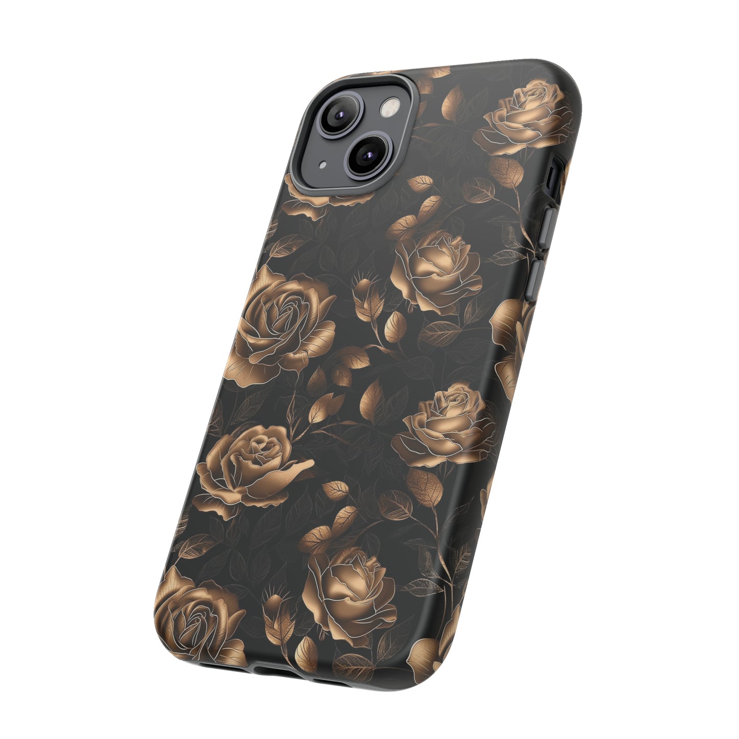 Tough Phone Case Black and Gold Roses