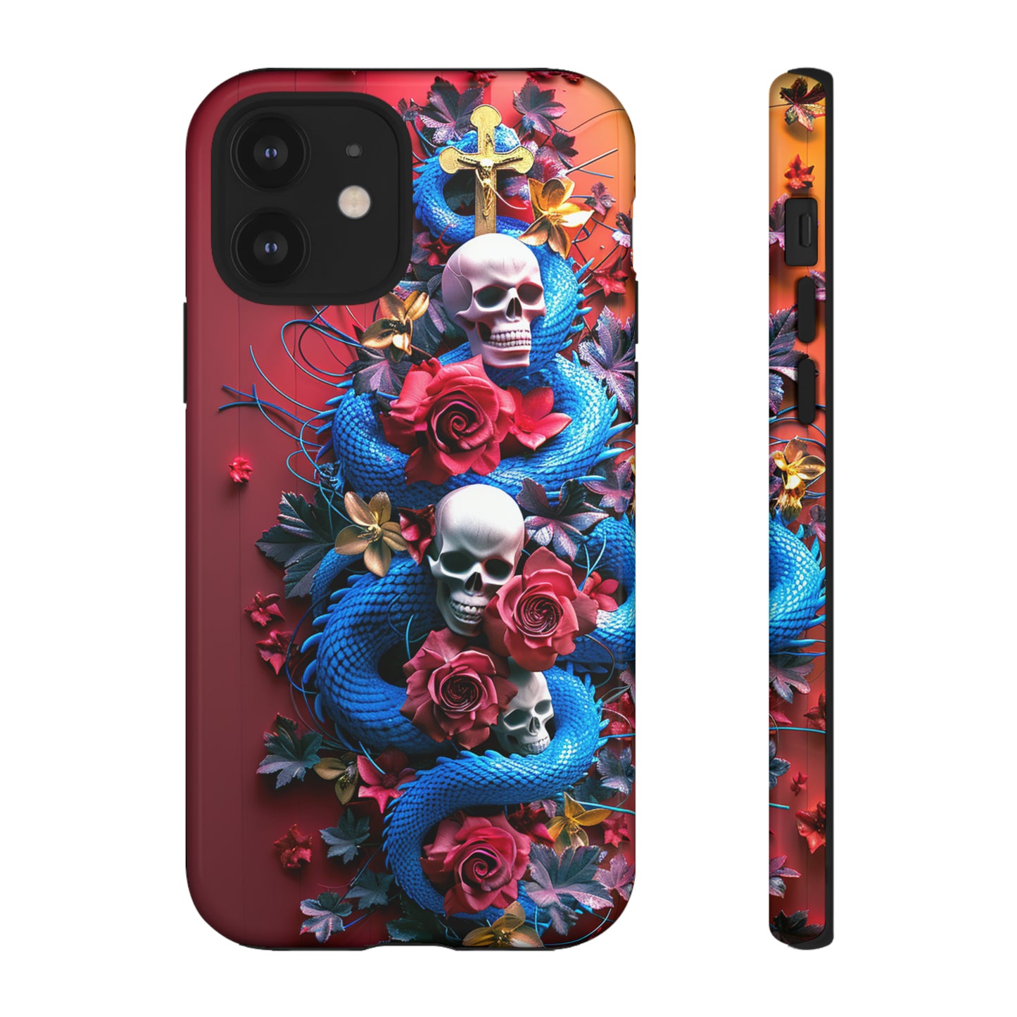 Tough Phone Case Skull and Snake