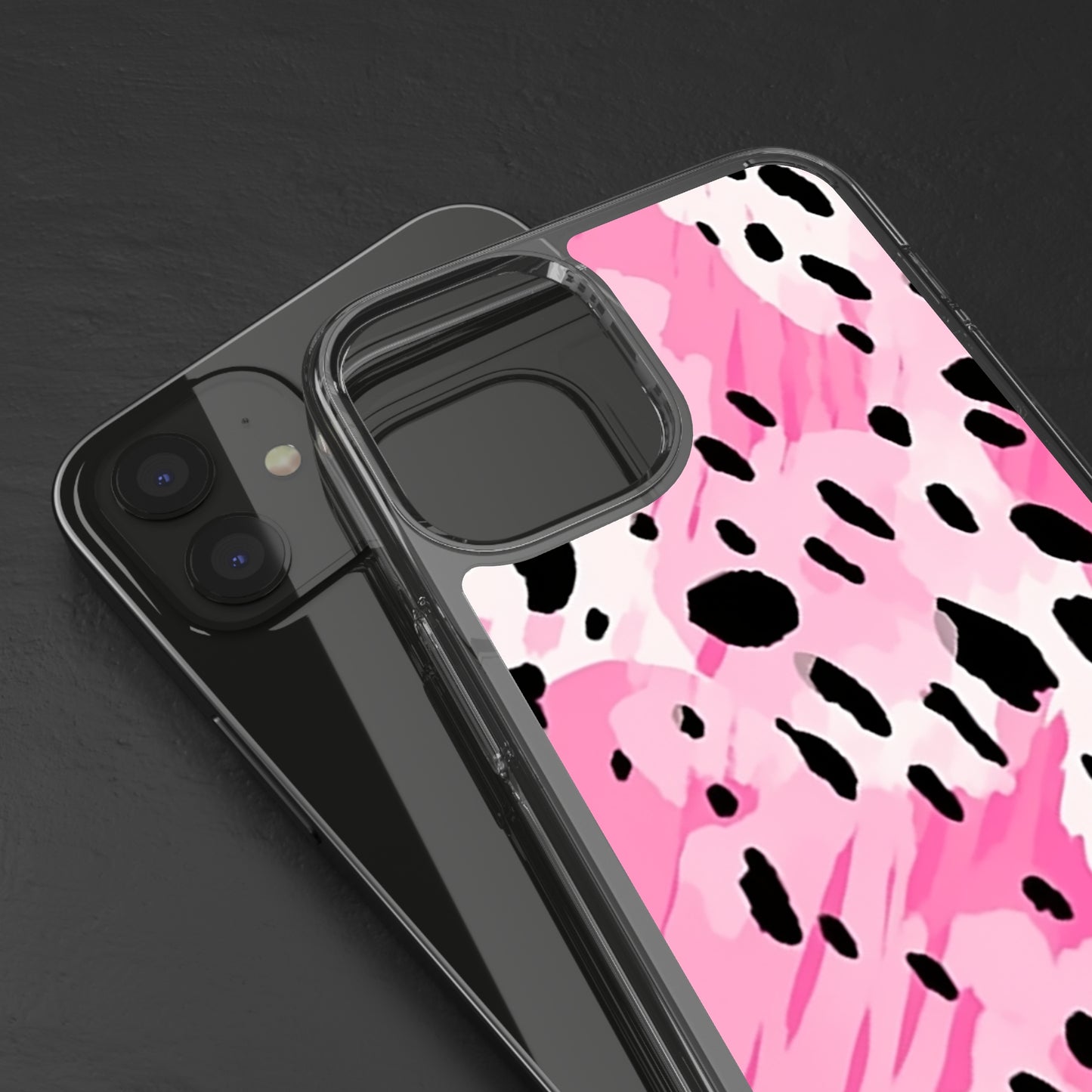 Clear Phone Cases Pink Leopard Spots