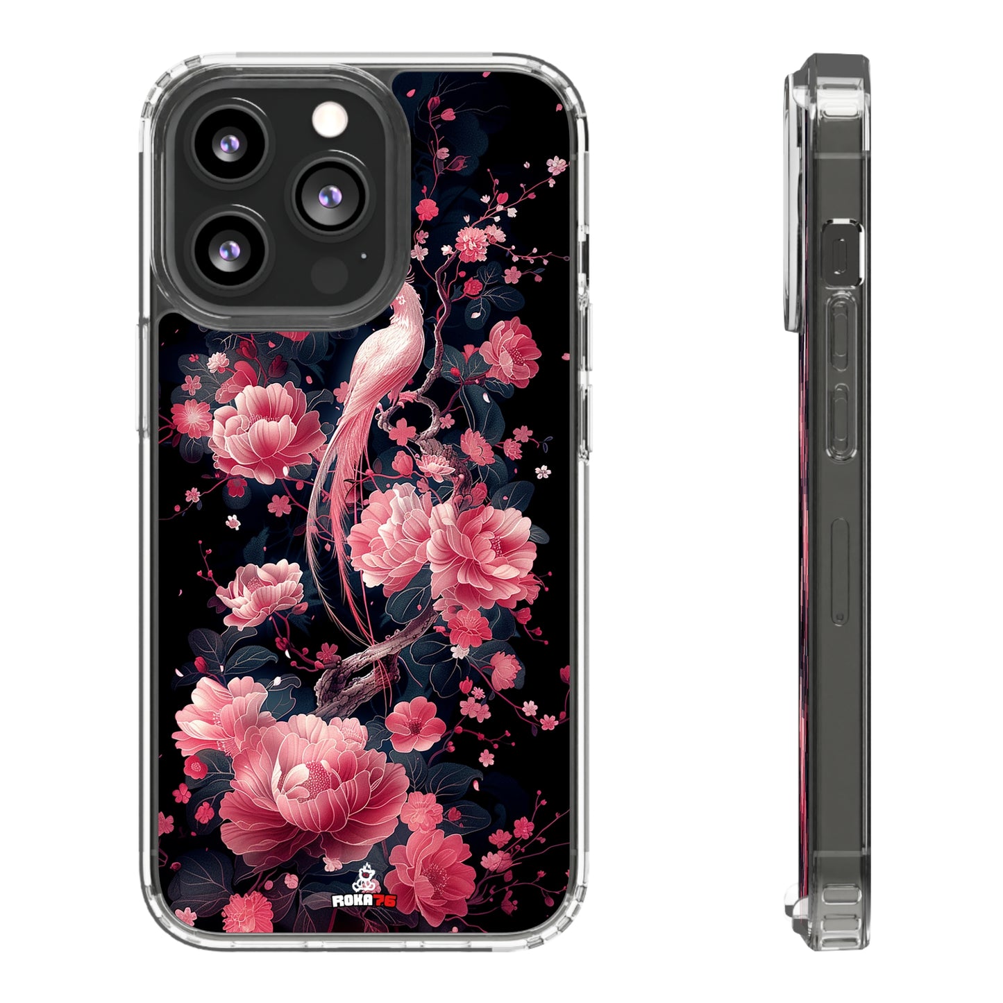 Clear Phone Cases Graphic Pink Bird