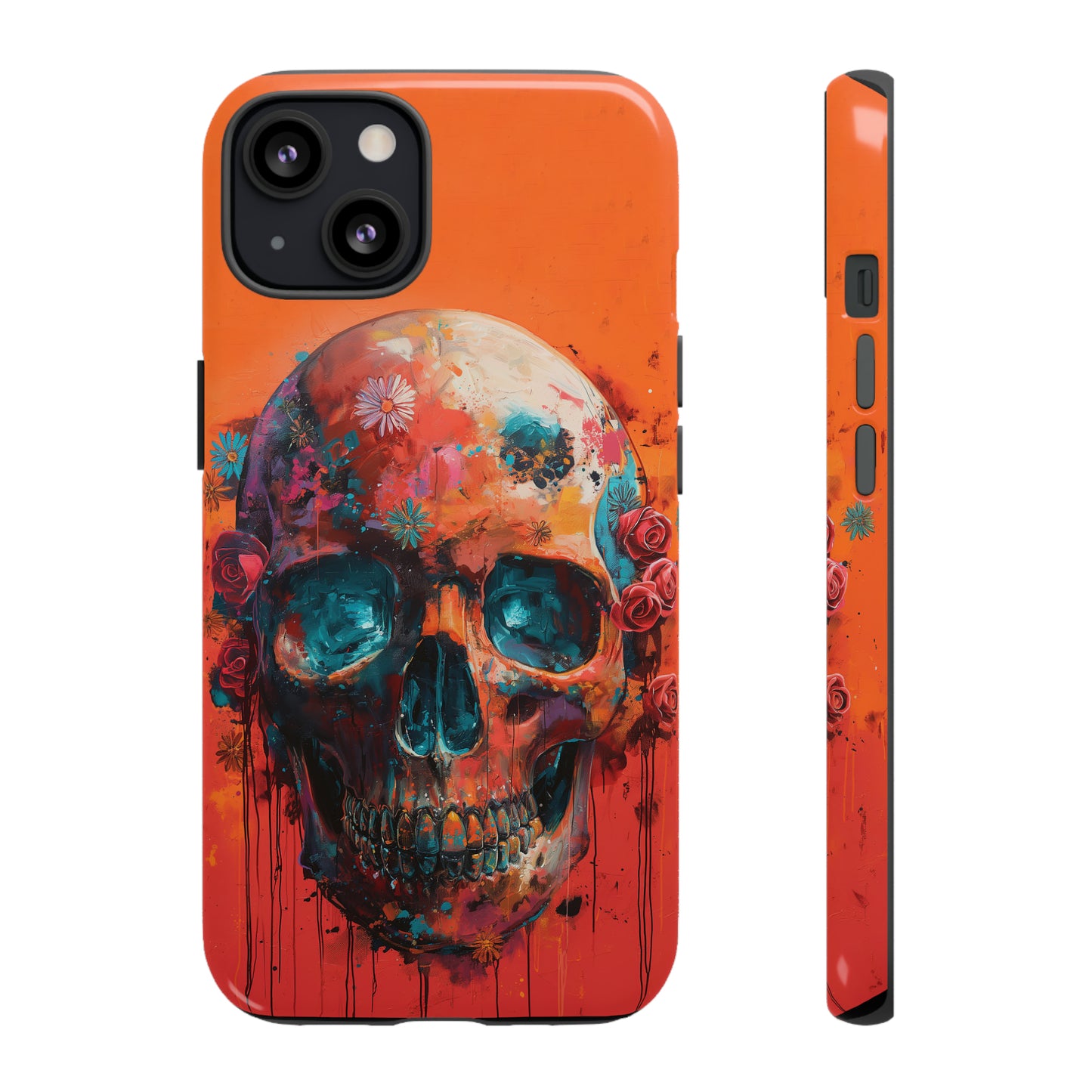 Tough Phone Case Orange Skull