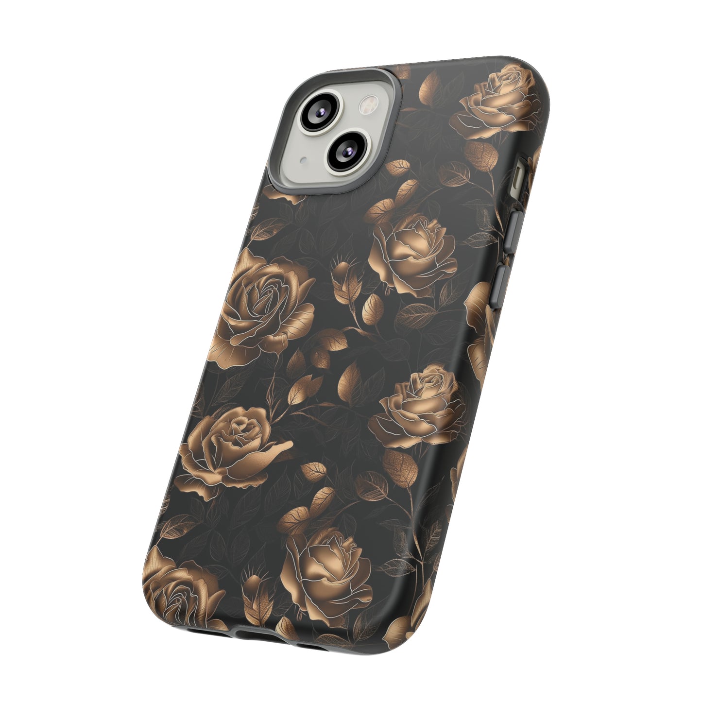 Tough Phone Case Black and Gold Roses