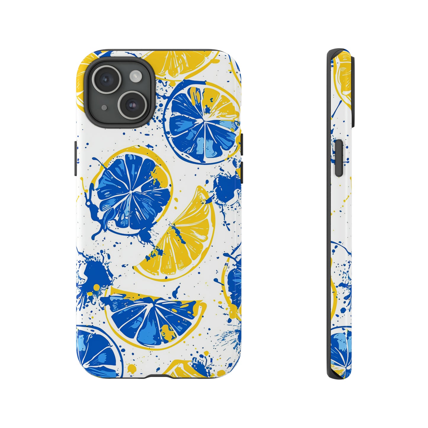 Tough Phone Case Lemon Blue and Yellow