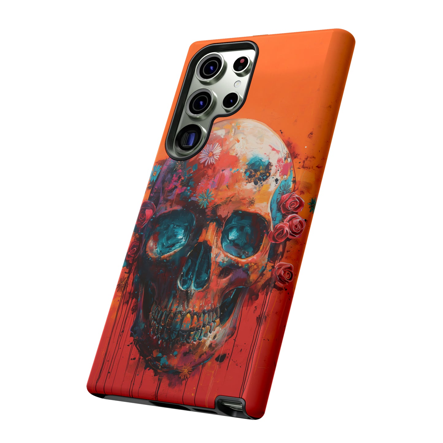 Tough Phone Case Orange Skull