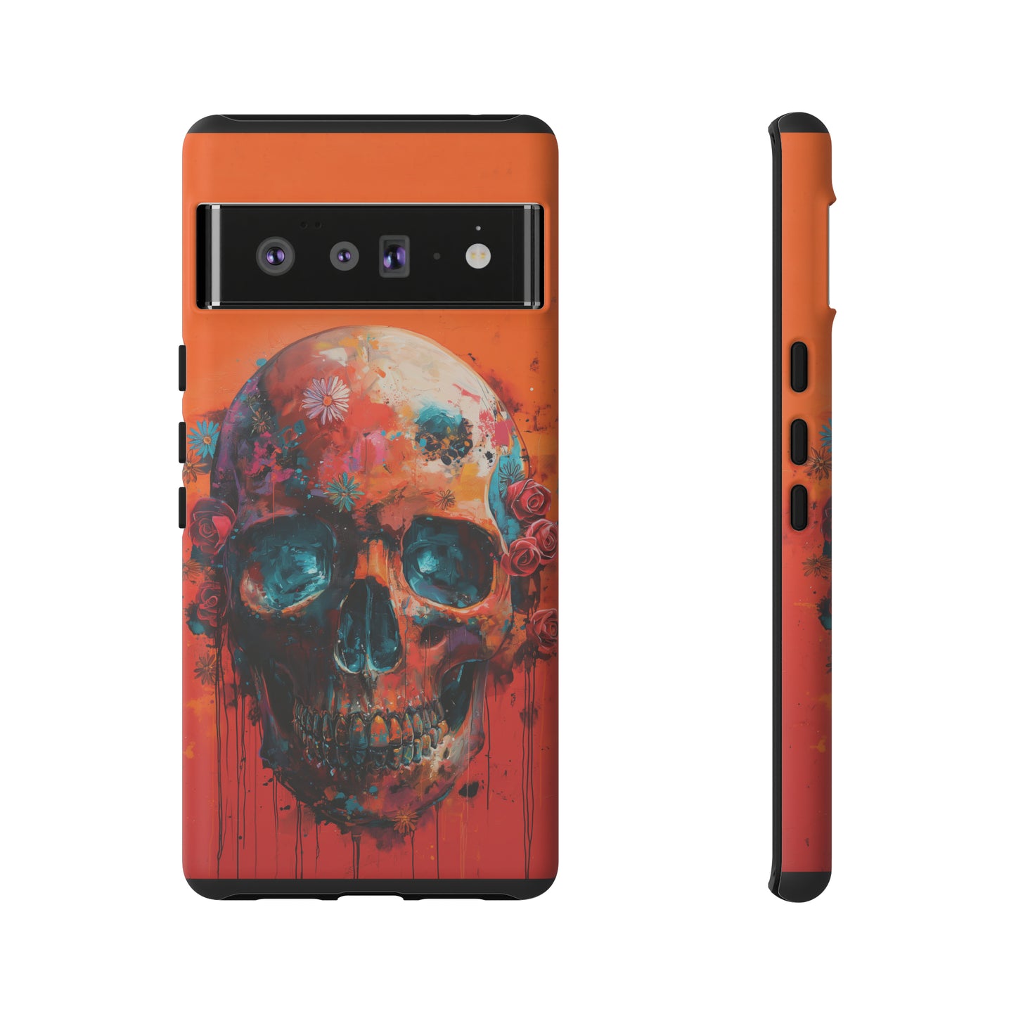 Tough Phone Case Orange Skull