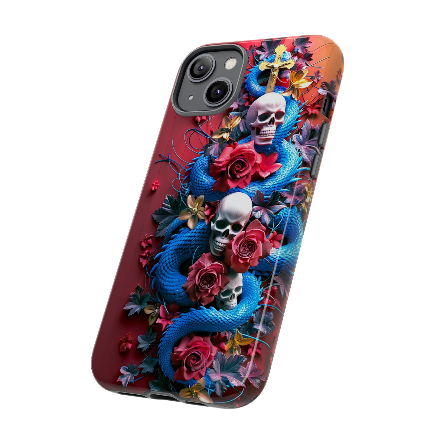 Tough Phone Case Skull and Snake