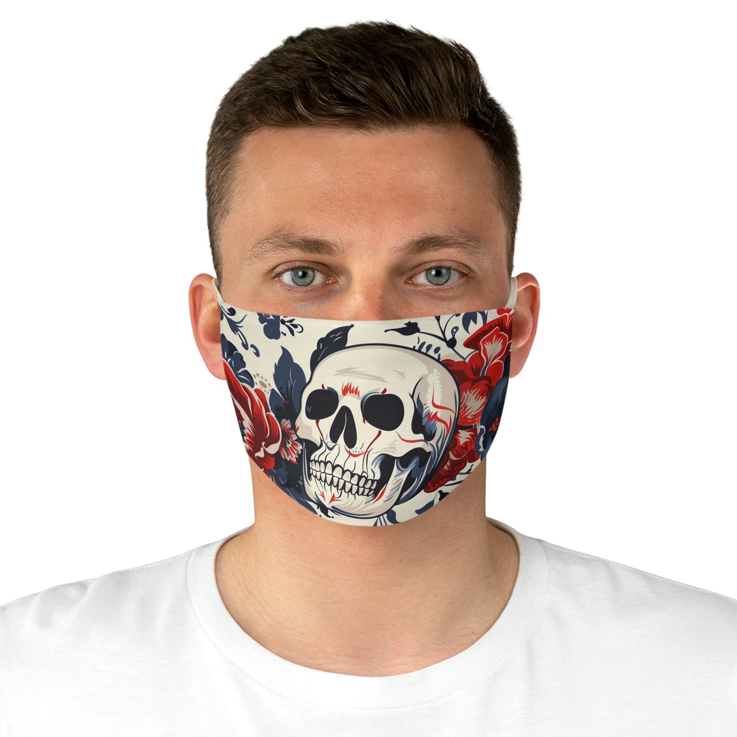 Fabric Face Mask Rose Skull Design