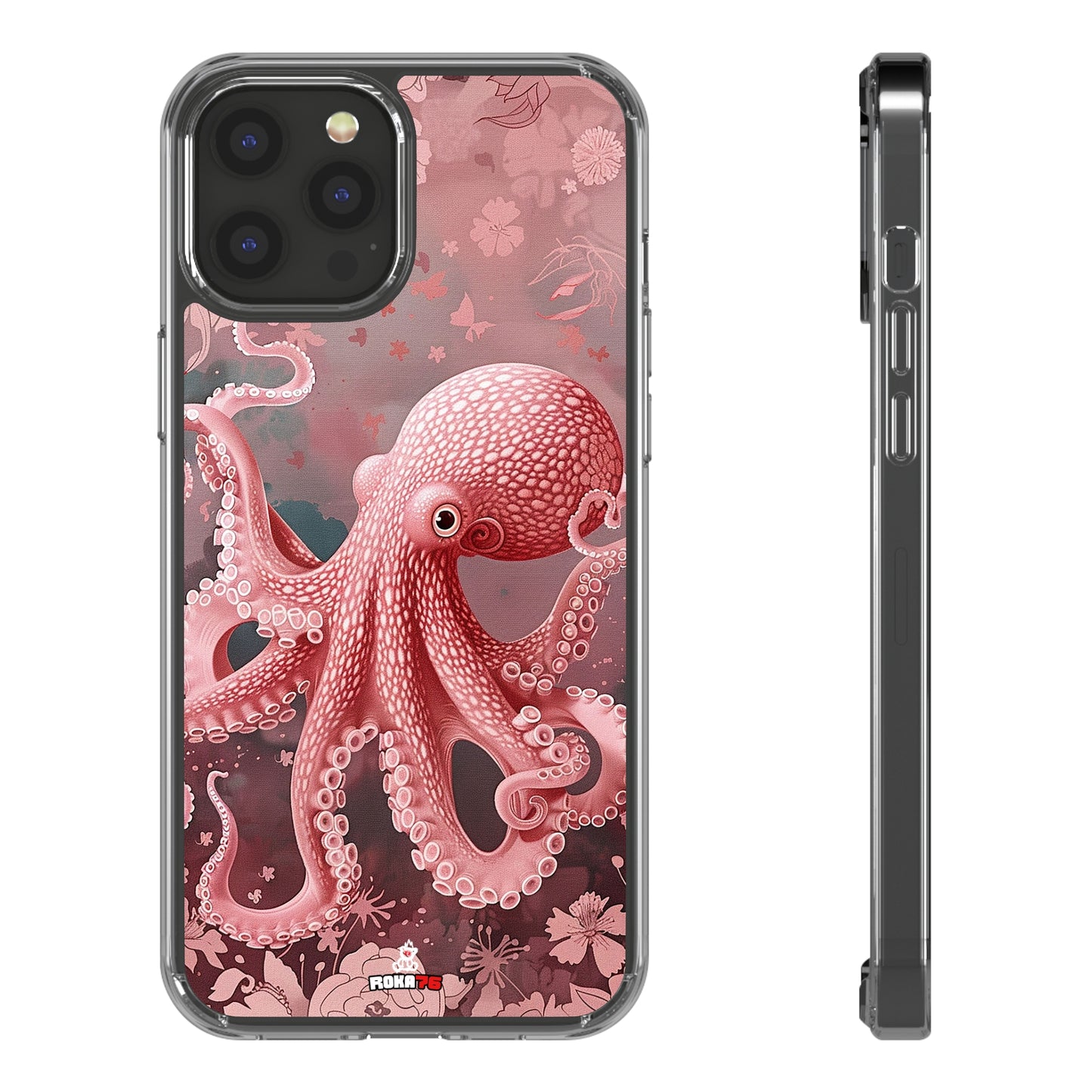 Clear Phone Cases Pink Octopus