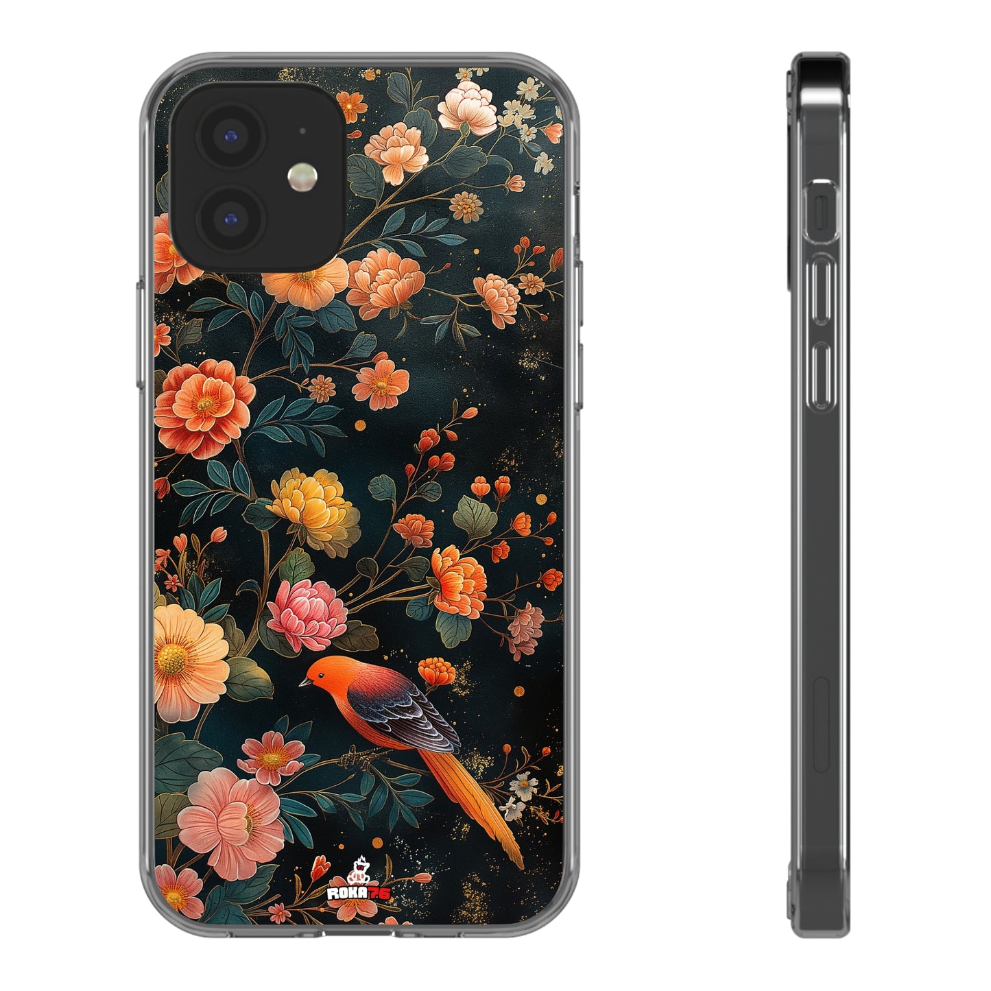 Clear Phone Cases Flower Bird Design