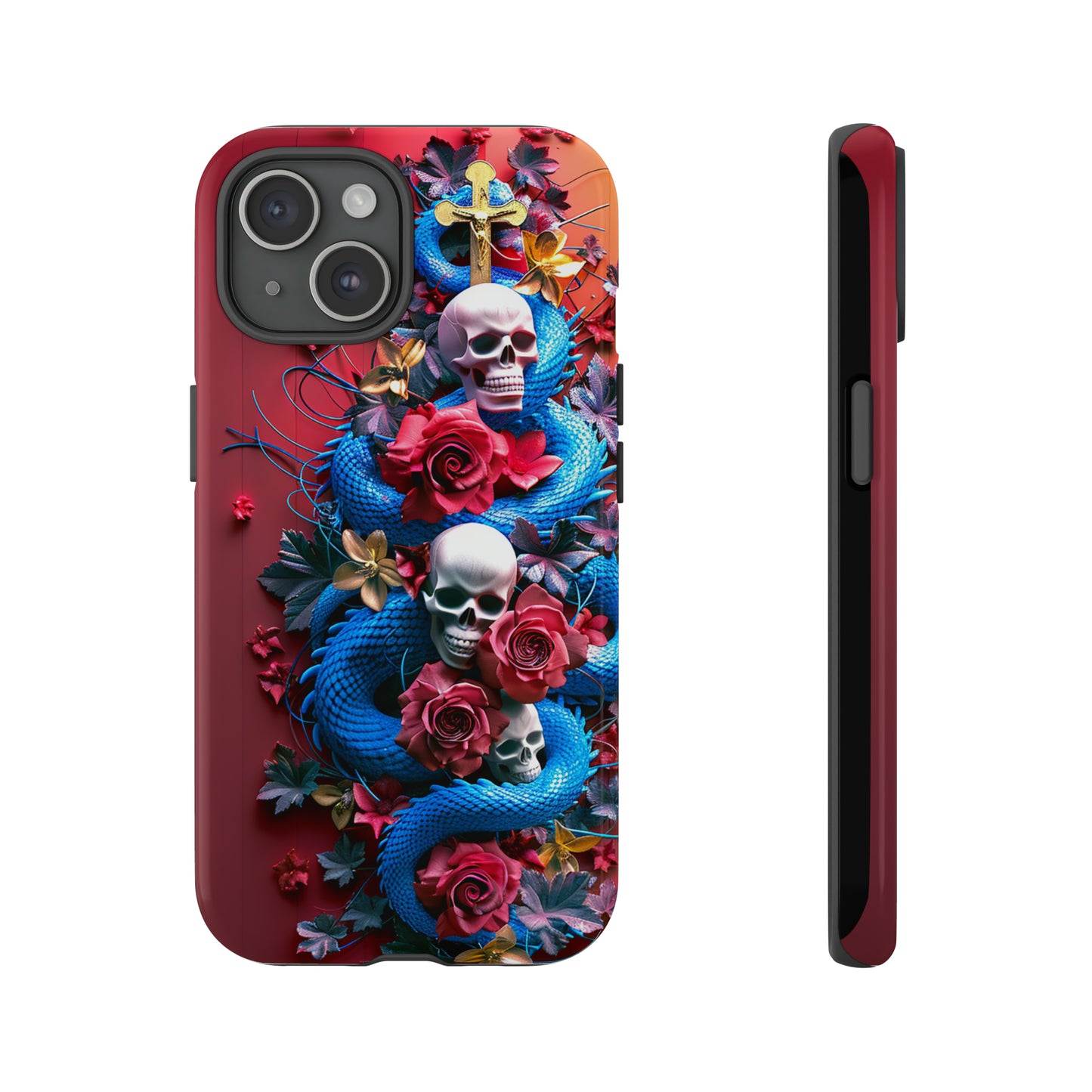 Tough Phone Case Skull and Snake