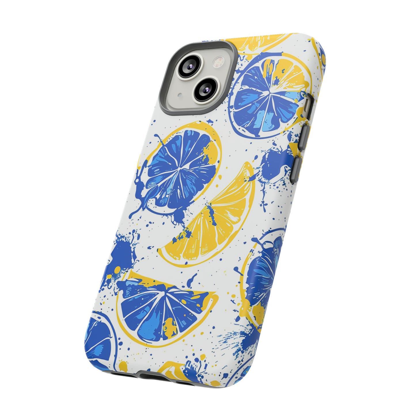 Tough Phone Case Lemon Blue and Yellow