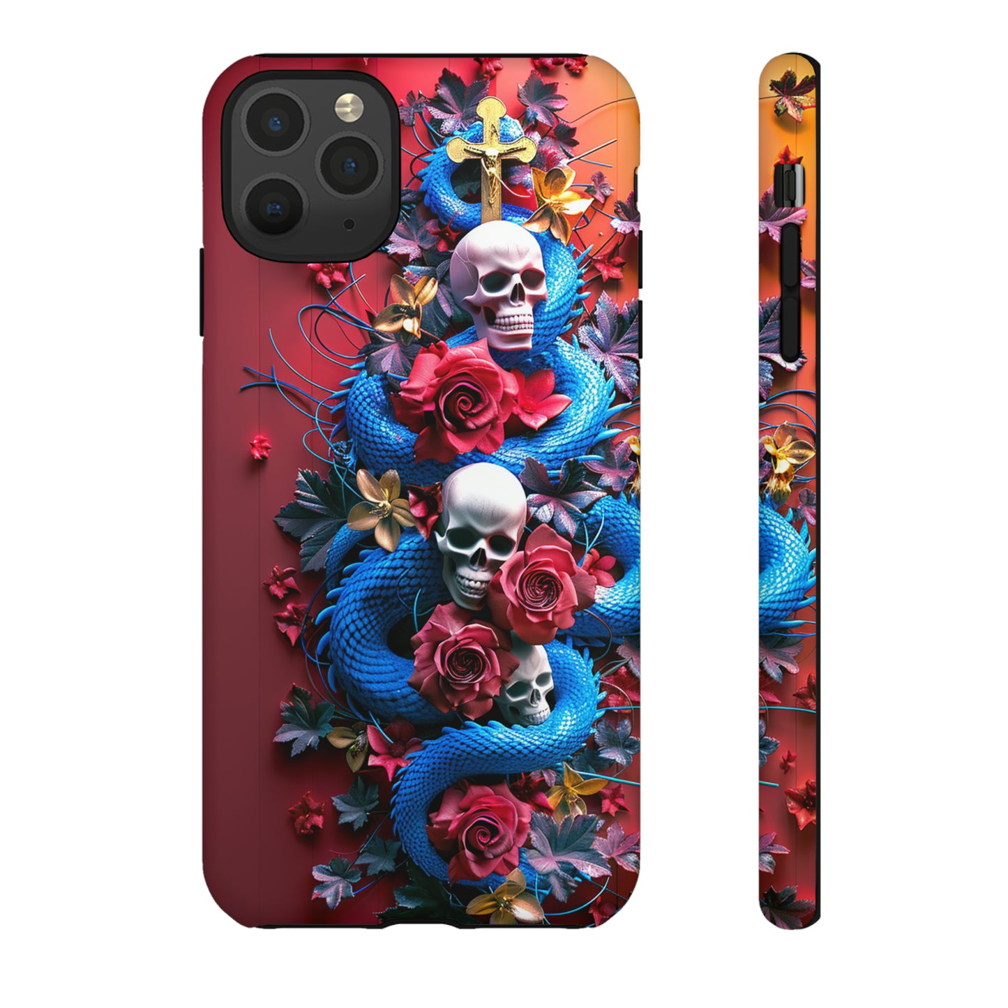 Tough Phone Case Skull and Snake