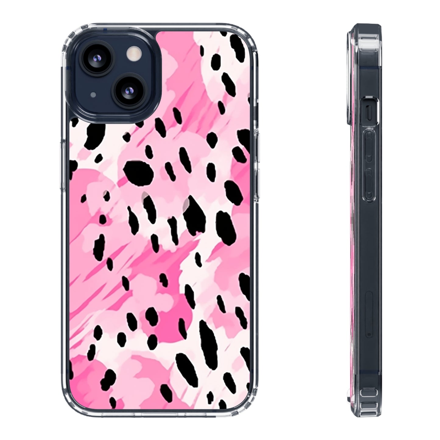 Clear Phone Cases Pink Leopard Spots