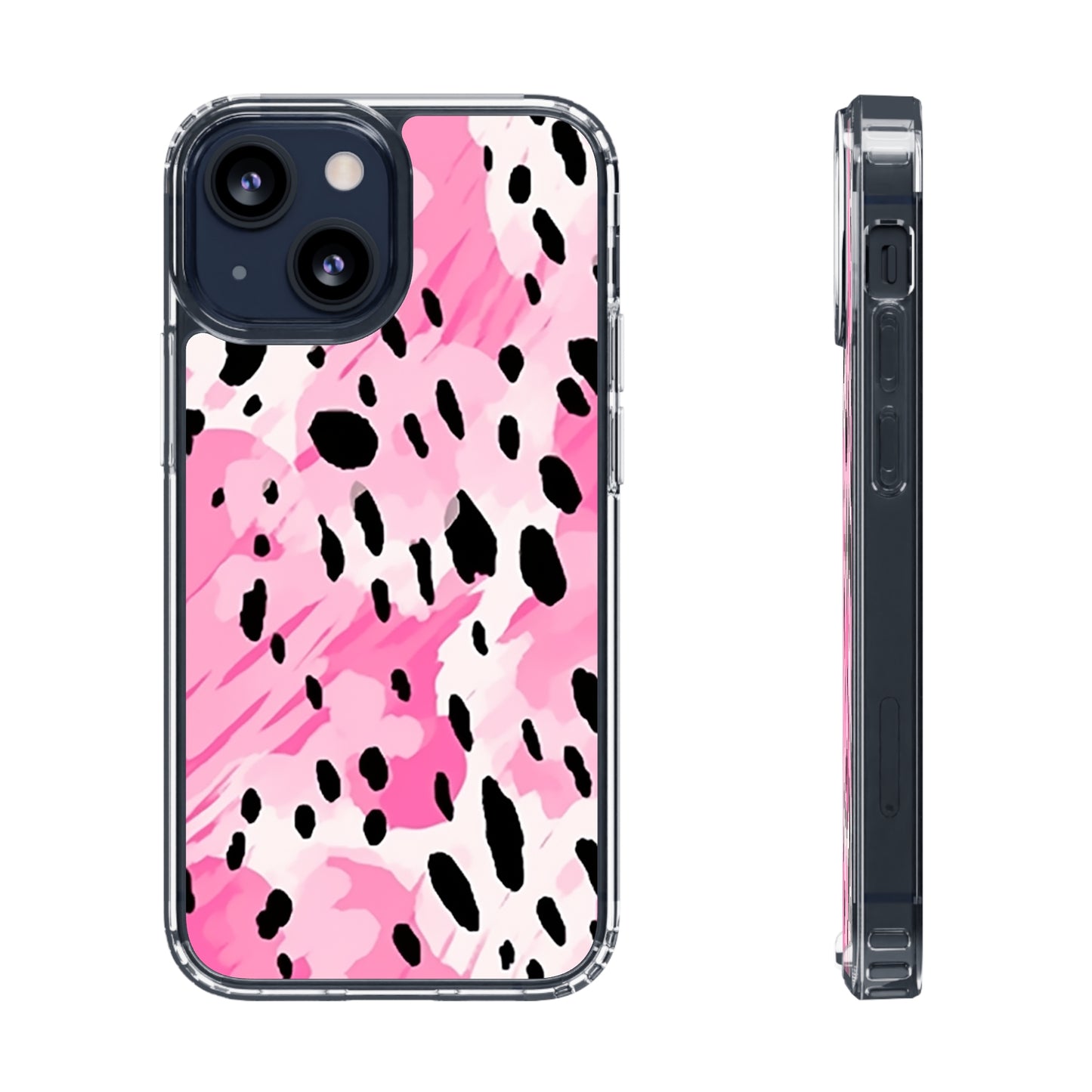 Clear Phone Cases Pink Leopard Spots