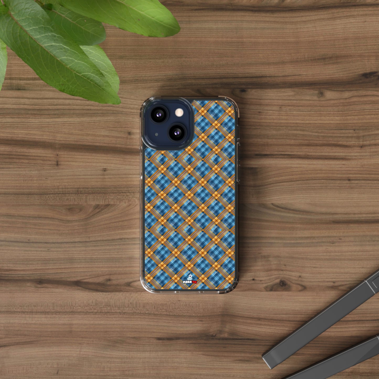 Clear Phone Cases Plaid Design