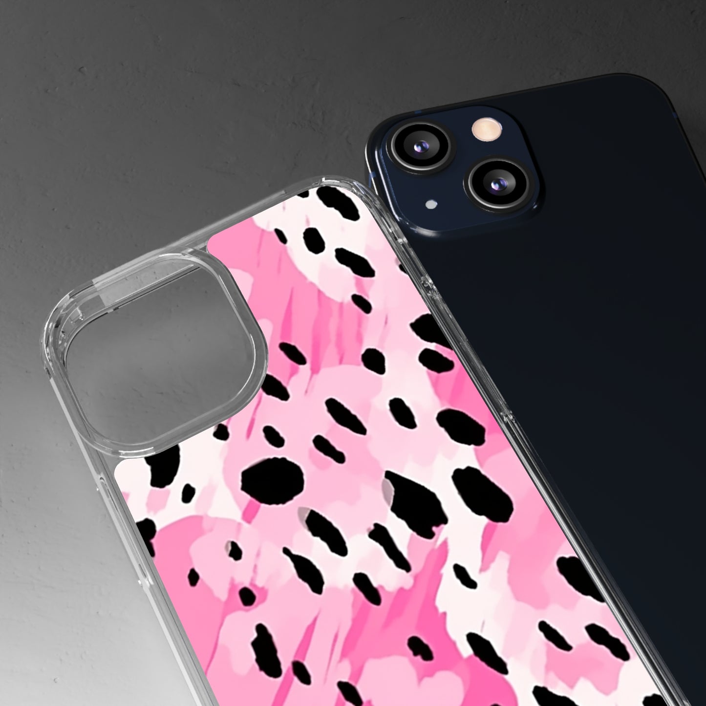 Clear Phone Cases Pink Leopard Spots