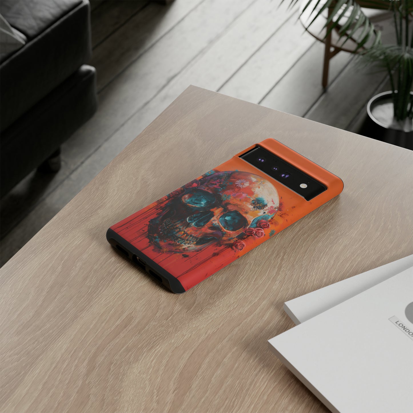 Tough Phone Case Orange Skull