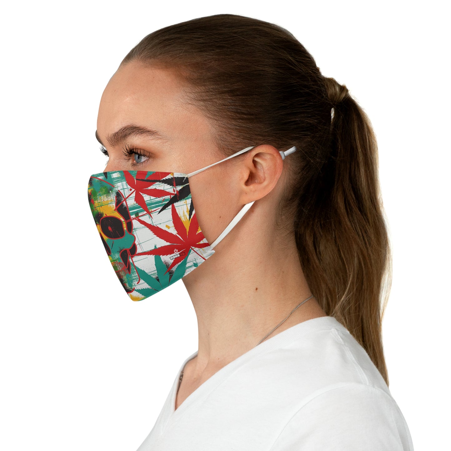 Fabric Face Mask Graphic Skull Cannabis