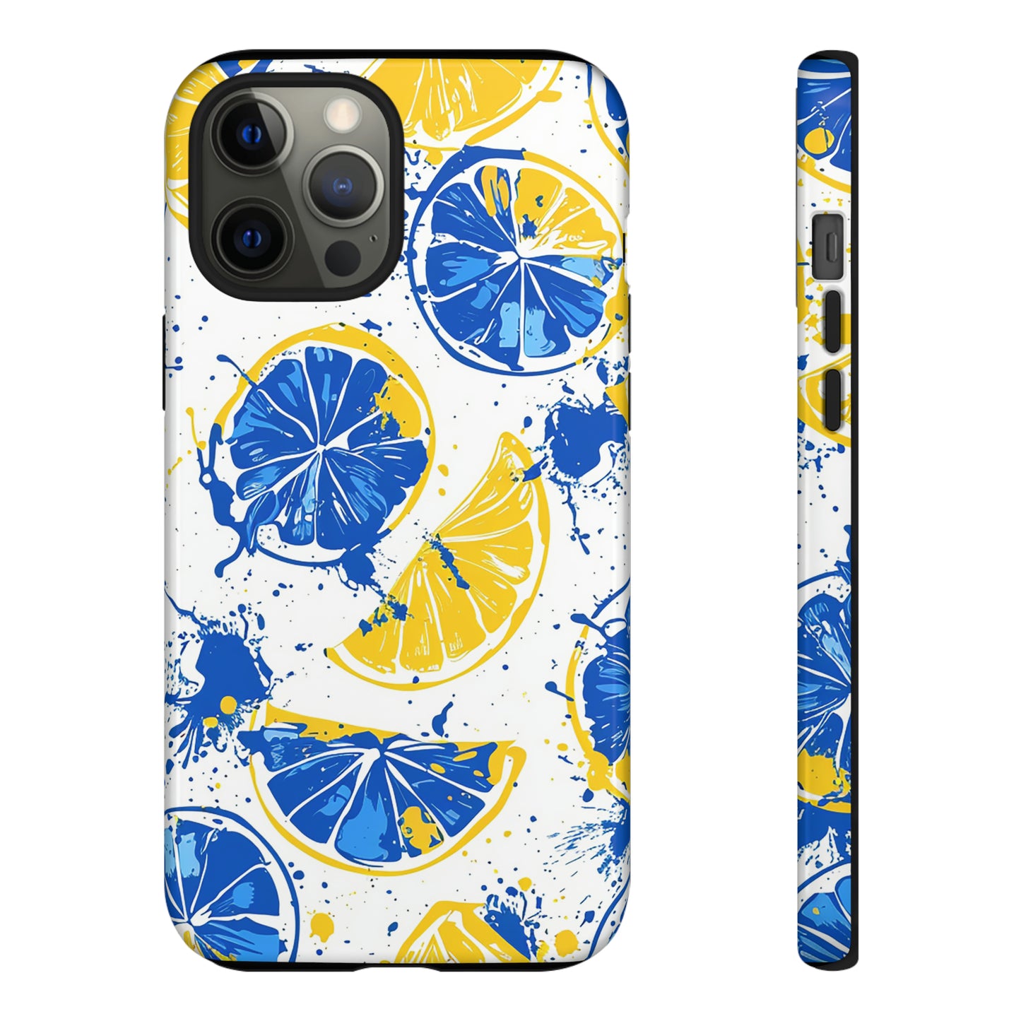 Tough Phone Case Lemon Blue and Yellow