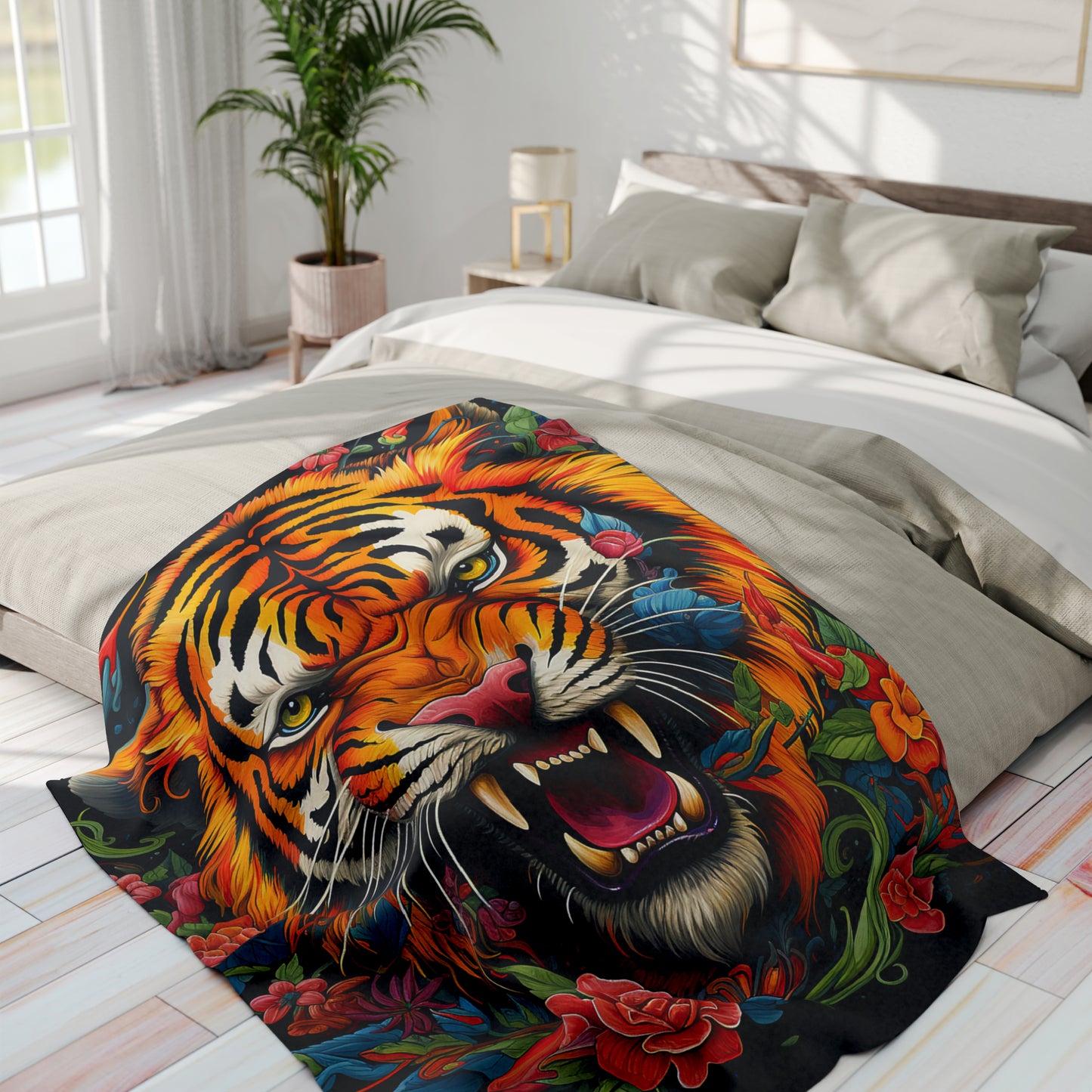 Arctic Fleece Blanket Graphic Graffiti Tiger