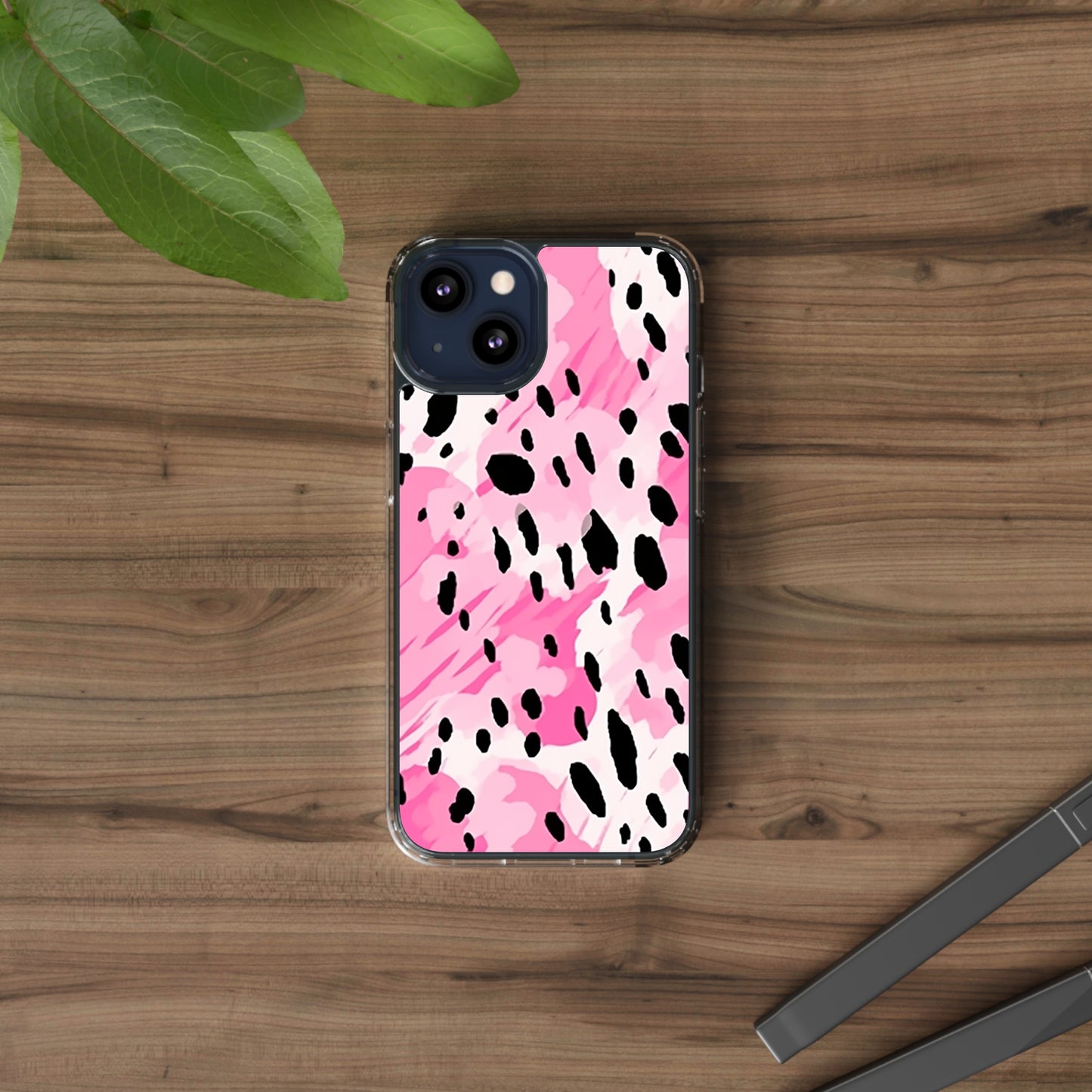 Clear Phone Cases Pink Leopard Spots