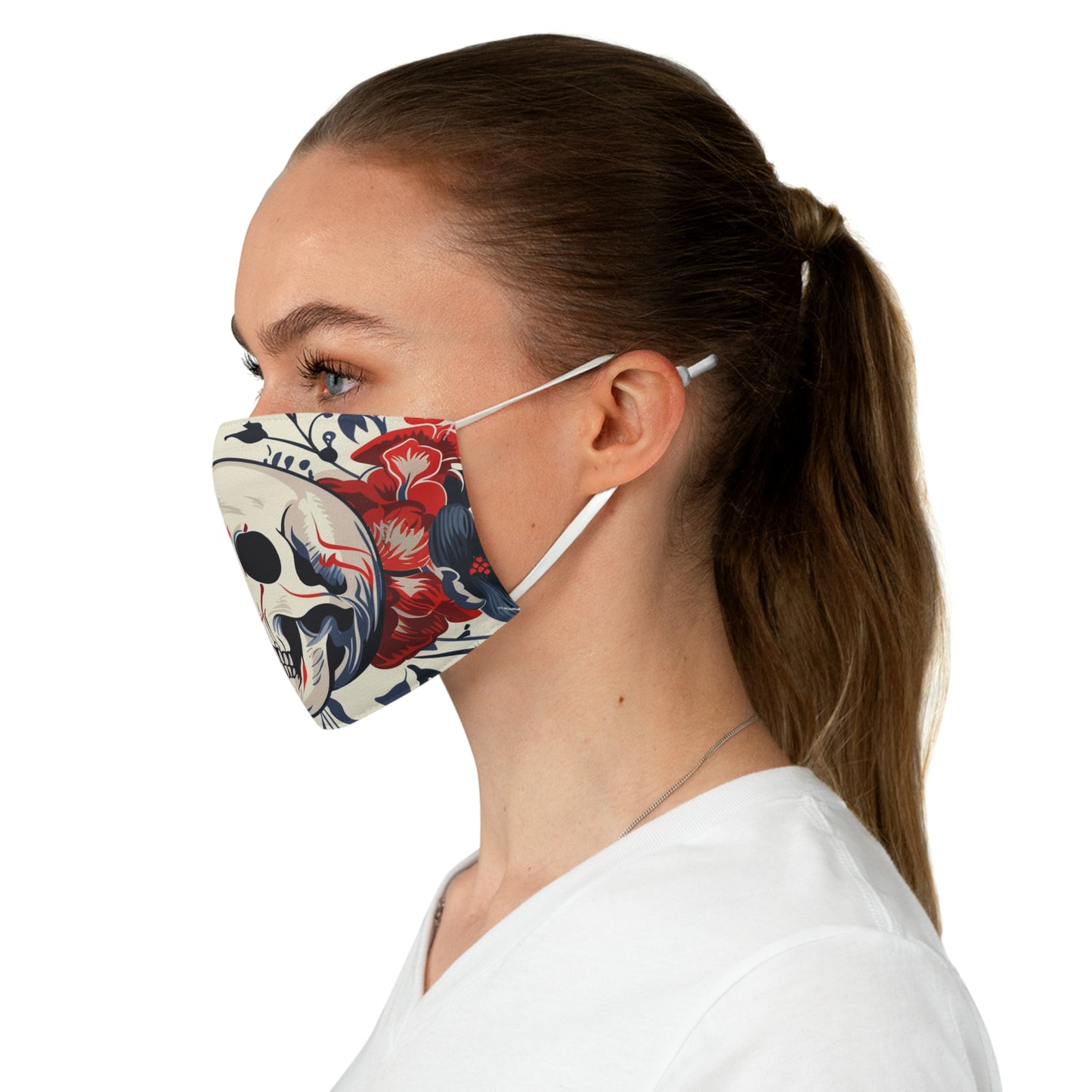 Fabric Face Mask Rose Skull Design