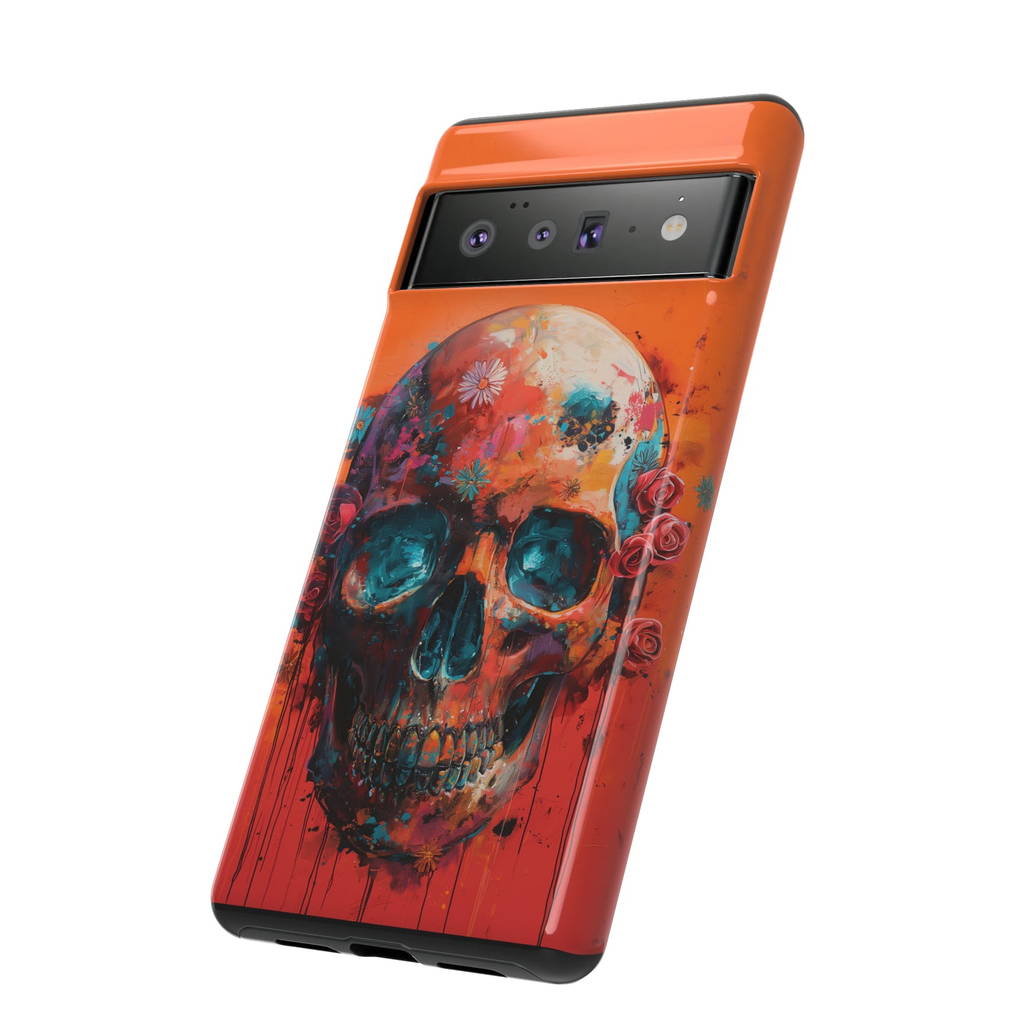 Tough Phone Case Orange Skull