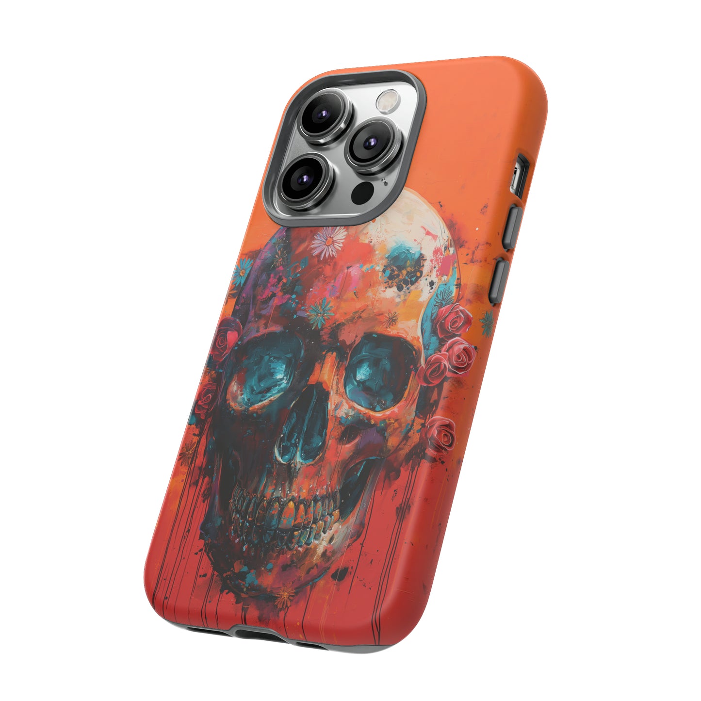 Tough Phone Case Orange Skull