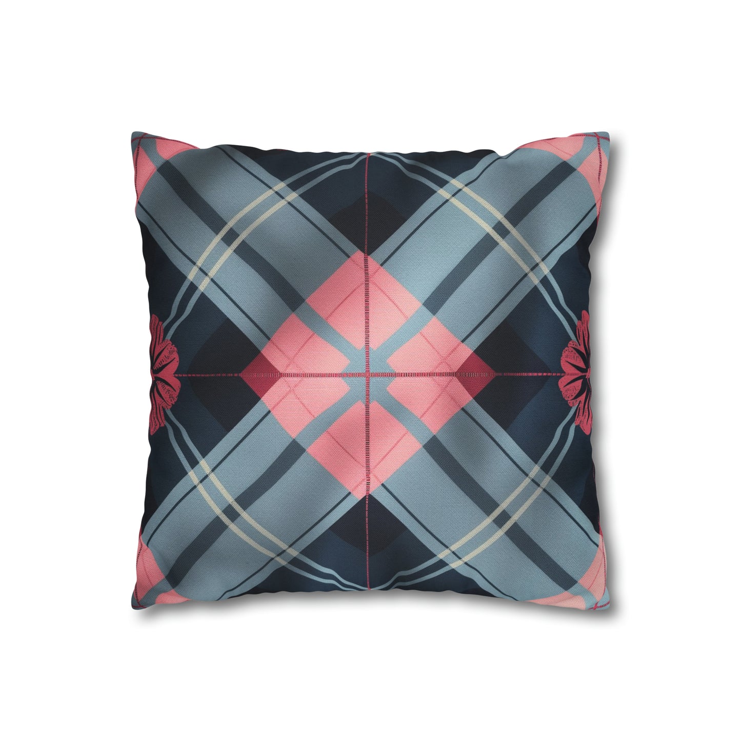 Spun Polyester Square Pillow Blue Pink