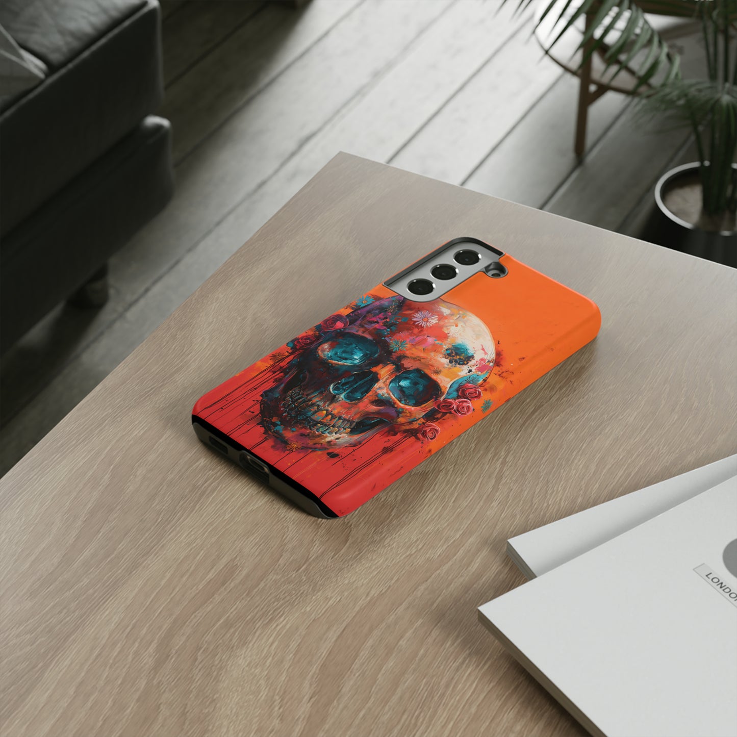 Tough Phone Case Orange Skull