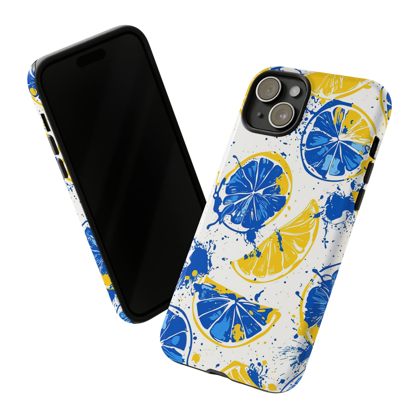 Tough Phone Case Lemon Blue and Yellow